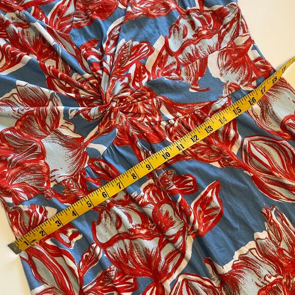 Soft Surroundings Spritzer Maxi Dress Womens XL Blue Red Twist Front Beachy Long - Picture 9 of 10
